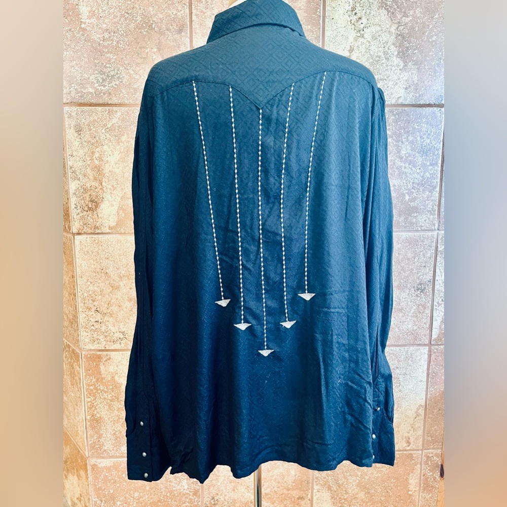 Double D Ranch Trinity Black Textured Top Long Sleeve With Embroidery 2X NWT - Picture 2 of 14
